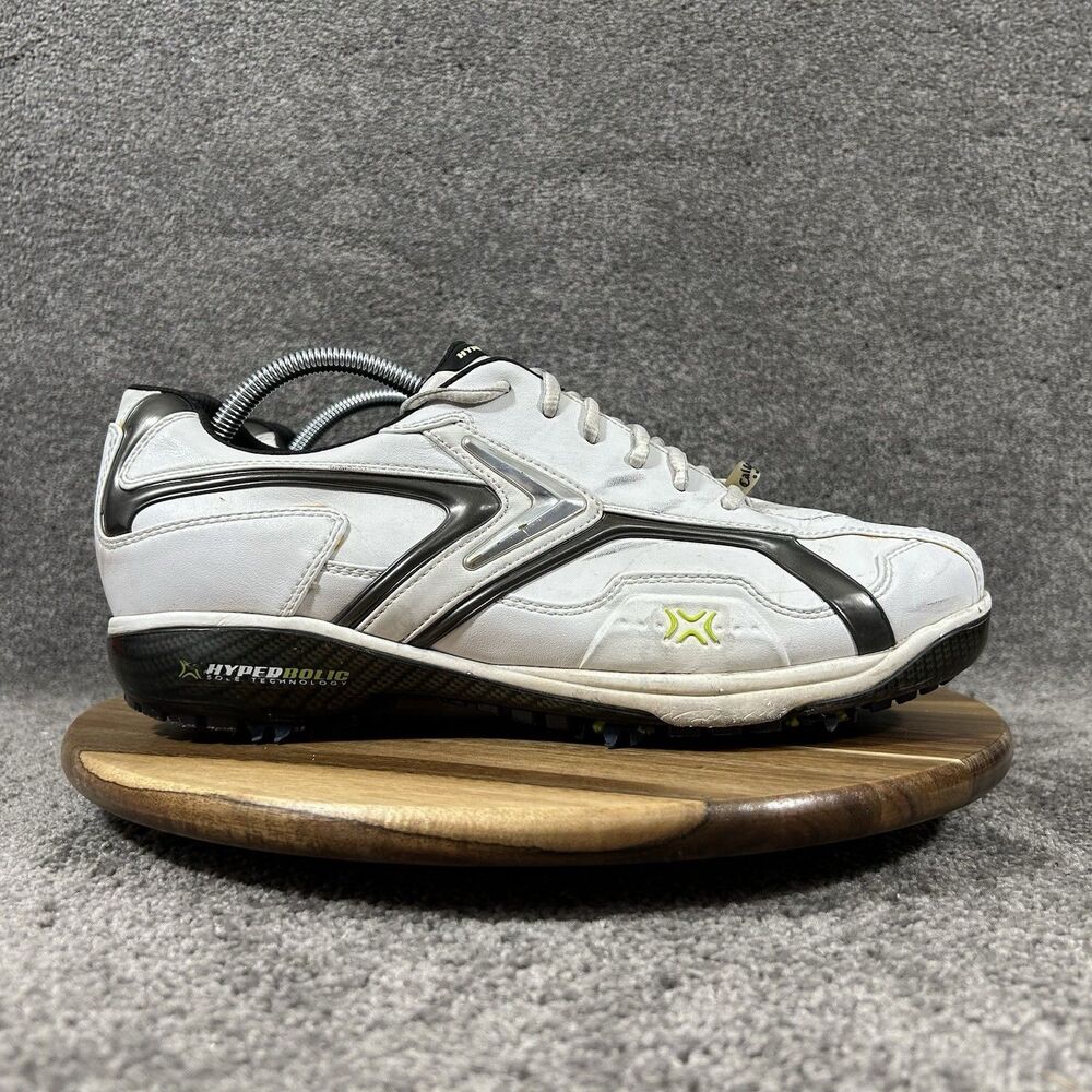 Callaway Hyperbolic X Mens Size 11.5 White Leather Spiked Golf Shoes Used